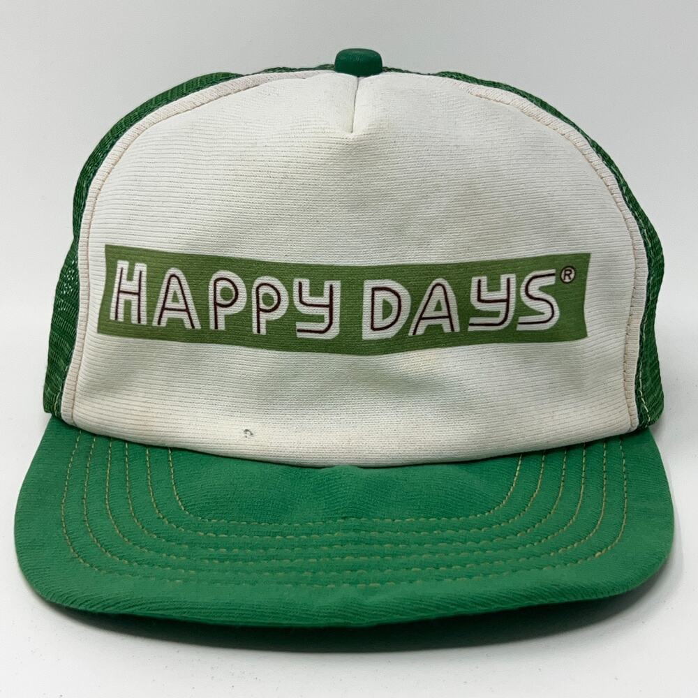Vintage 80s Happy Days Smokeless Tobacco Trucker Hat Baseball Cap Snapback Green